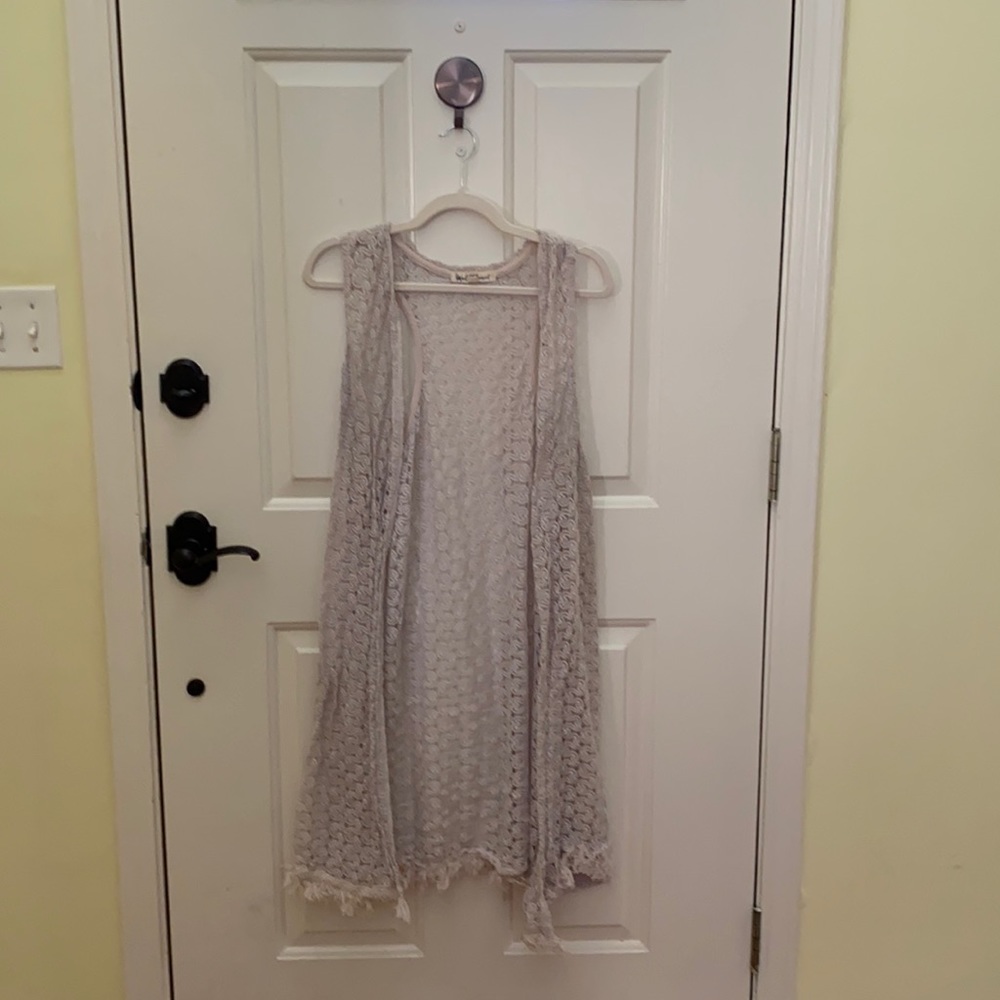 Long Crochet Vest Overpiece